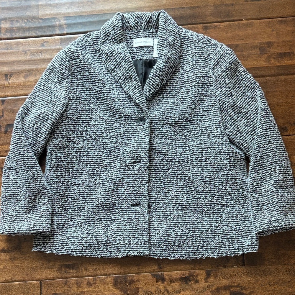 Alfred Dunner Black and White Textured Blazer